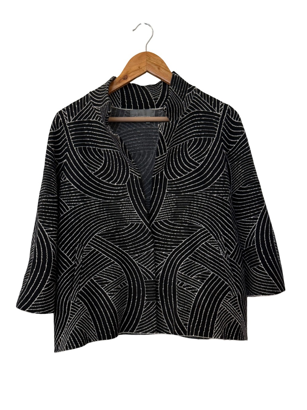 Anthropologie Black & White Curved-Stripe sweater cardigan
